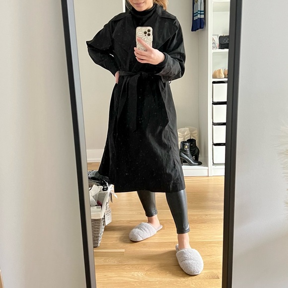 EUC ARITZIA WILFRED Requiem Trench Coat XXS Belted Black Water-Repellent Jacket - Picture 5 of 15